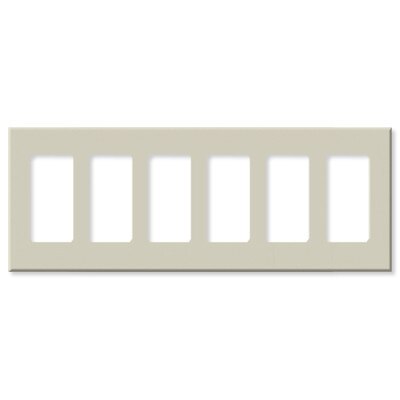 Leviton Decora Plus Screwless Snap-On Wallplate, 6-Gang, Light Almond